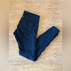 Lorna Jane Black Leggings with Side Detail Size Large Inseam 27